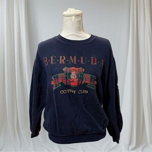Vintage Bermuda Country Club Sweatshirt Capital USA Navy Crewneck
